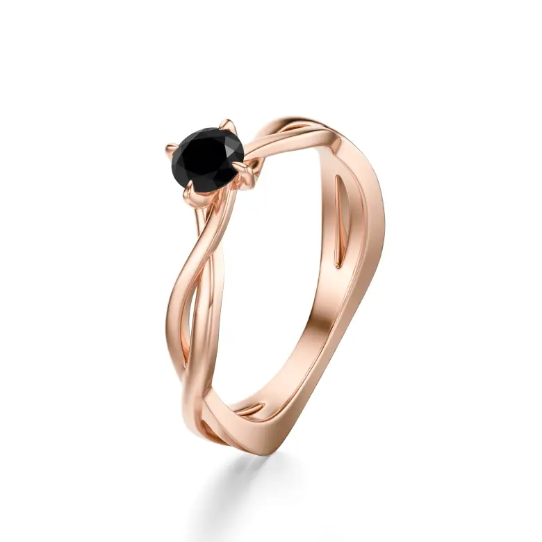 Pierścionek z czarnym diamentem różowe złoto AJPZ_054 Pierścionek z czarnym diamentem różowe złoto AJPZ_054